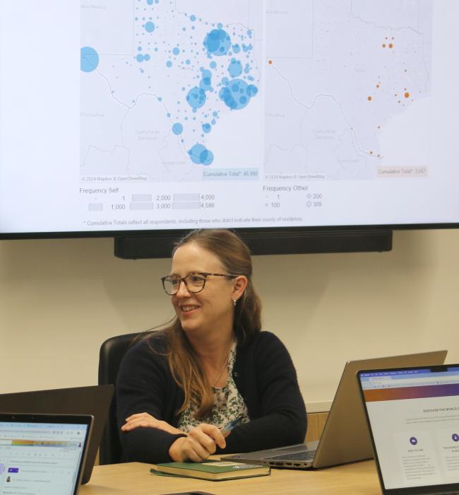 Catherine Cunningham, M.S. at CHC research meeting
