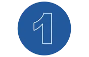 A blue circle with the number one in the center in a white outline