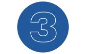 A blue circle with the number three in the center in a white outline