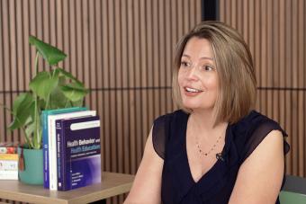 Dr. Marissa Burgermaster, nutrition expert, delivering a lecture