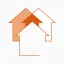 hree overlapping house icons sharing a common roof peak. The left house is light orange, the center house is dark orange, and the right house is white with an orange outline.