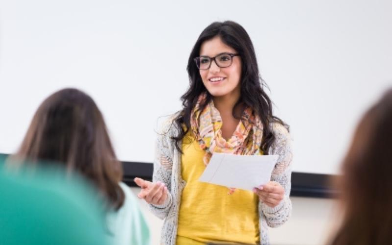 student presenting